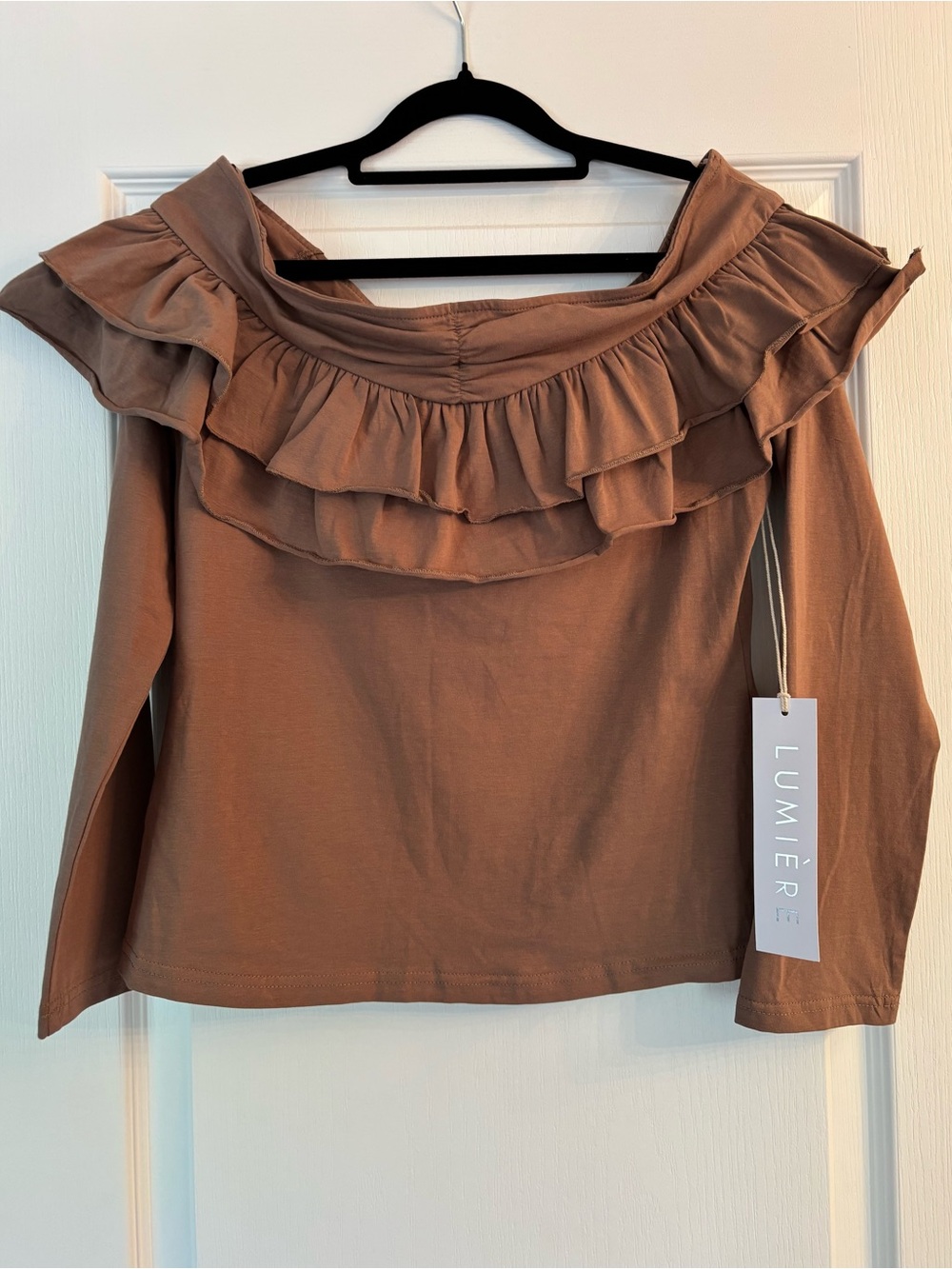 Lumière Long Sleeve Off Shoulder Ruffle Top